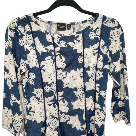 La Vanya Floral Ribbon Trim 3/4 Sleeve Top Size PS - Picture 6 of 13